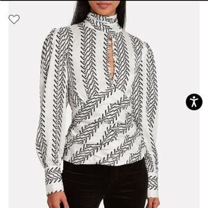 Birgette Herskind Zoey button white black blouse size 38 or US 8